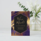 Verhuisbericht Goud Paarse Marmer Inkt Modern Briefkaart (Staand voorkant)