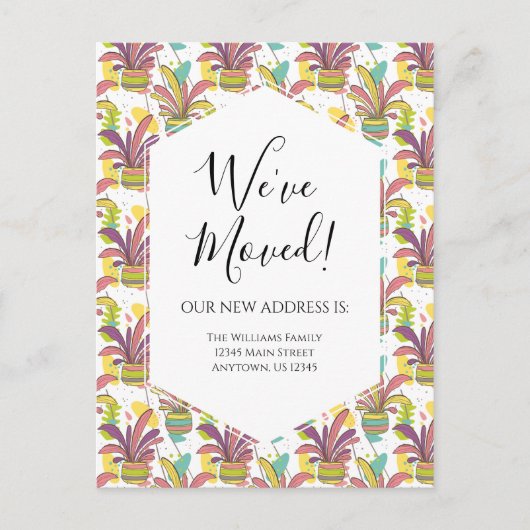 Verhuisbericht Kleurrijke Potplanten Modern Briefkaart (Voorkant)