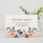Verhuisbericht Koraal Roze Blauwe Bloemen Aankondiging (Staand voorkant)