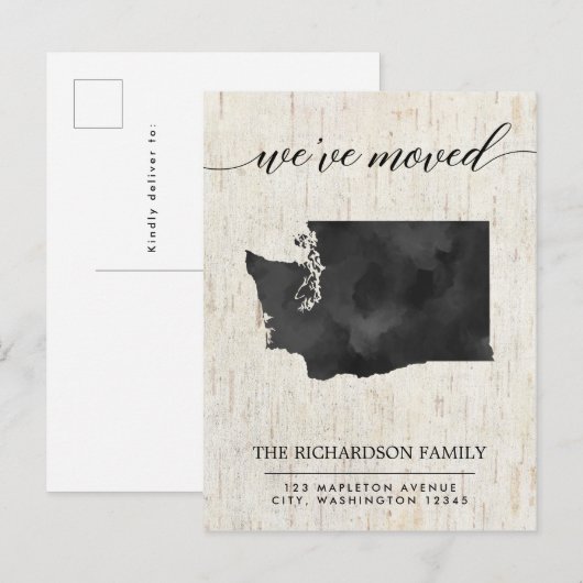 Verhuisbericht, landelijke staat Washington Uitnodiging Briefkaart (Voorkant / Achterkant)