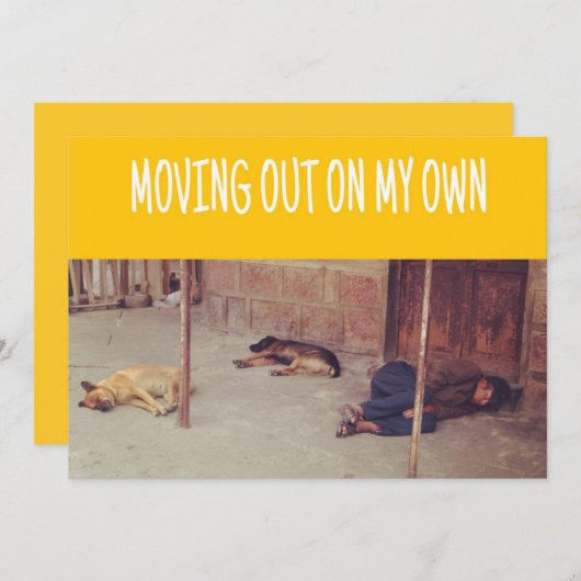 Verhuisbericht (Man en honden op straat) Aankondiging (Voorkant / Achterkant)