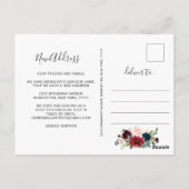 Verhuisbericht met Bloemen in Burgundy Navy Blush Briefkaart (Achterkant)