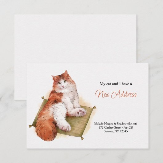 Verhuisbericht met poes aankondiging (Voorkant / Achterkant)