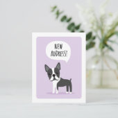 Verhuisbericht nieuw adres Boston terrier Aankondigingskaart (Staand voorkant)