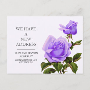 Verhuisbericht Paarse Vintage Bloemen Rozen Briefkaart