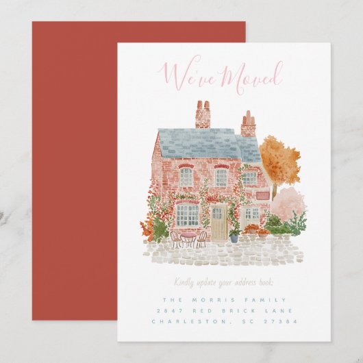 Verhuisbericht Rood Bakstenen Huis Kaart (Voorkant / Achterkant)
