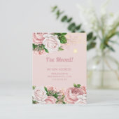 Verhuisbericht Roze Vintage Bloem Slingerlicht Briefkaart (Staand voorkant)