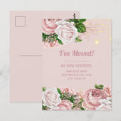 Verhuisbericht Roze Vintage Bloem Slingerlicht Briefkaart (Voorkant / Achterkant)