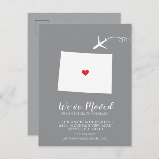 Verhuisbericht Staat COLORADO Postkaart Aankondigingskaart (Voorkant / Achterkant)