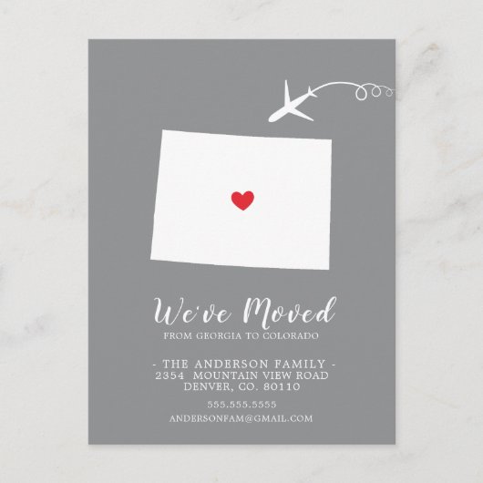 Verhuisbericht Staat COLORADO Postkaart Aankondigingskaart (Voorkant)