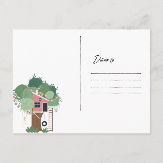 Verhuisbericht | Treehouse Postcard Aankondigingskaart (Achterkant)