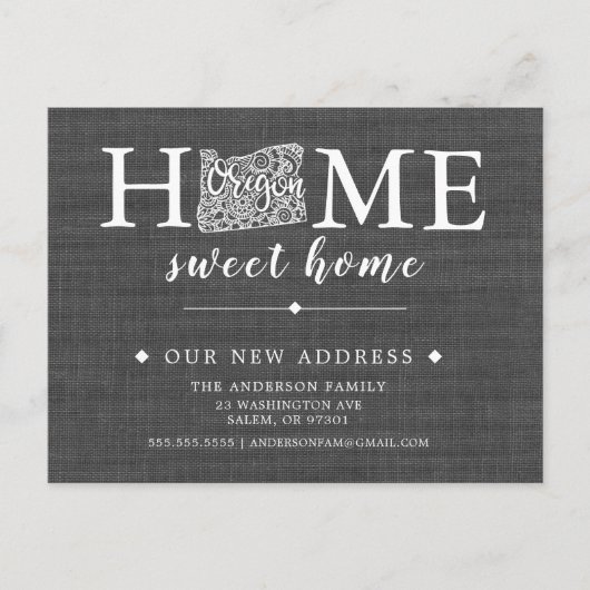 Verhuisbericht van de staat OREGON per ansichtkaar Aankondigingskaart (Voorkant)