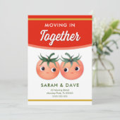 Verhuisbericht voor samenwonen met tomatenkoppel kaart (Staand voorkant)