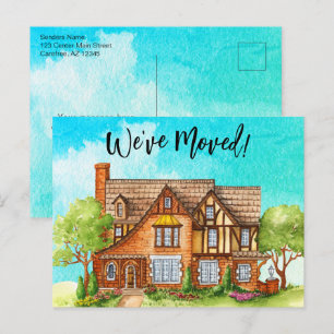 Verhuisbericht Watercolor Cottage Briefkaart