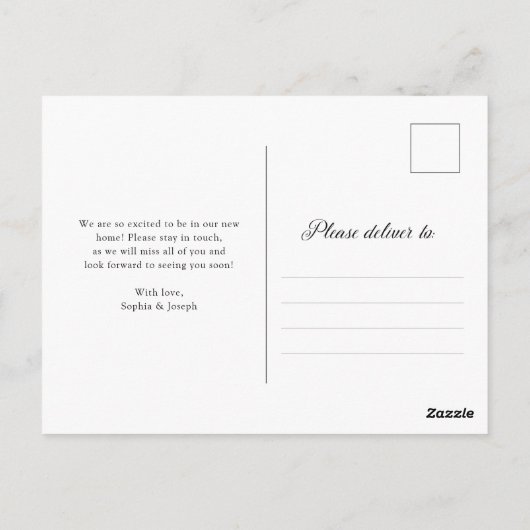 Verhuisbericht | Zakelijk Zwart en Wit Briefkaart (Achterkant)