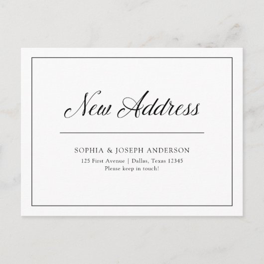 Verhuisbericht | Zakelijk Zwart en Wit Briefkaart (Voorkant)