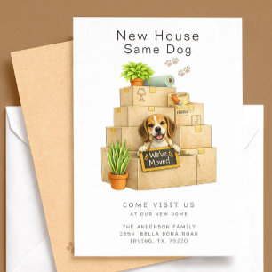 Verhuisberichtkaart met Beagle voor Nieuw Huis Kaart