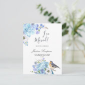 Verhuisberichtkaarten met blauwe hortensia bloemen aankondigingskaart (Staand voorkant)