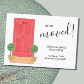 Verhuisd Wij Zijn Verhuisd Rode Deur Aquarel Aankondiging