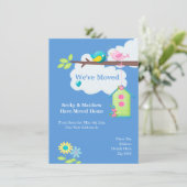 Verhuisde vogelstand en -boom aankondiging (Staand voorkant)