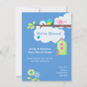 Verhuisde vogelstand en -boom aankondiging