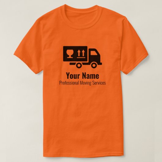 verhuisdiensten oranje t-shirt (Design voorkant)