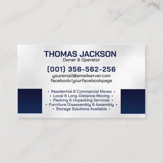 Verhuisdiensten - Verhuizing - Lijnkunst Visitekaartje (Achterkant)