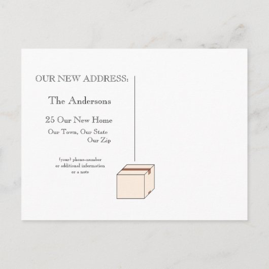 Verhuisdozen Aankondigingskaart (Achterkant)