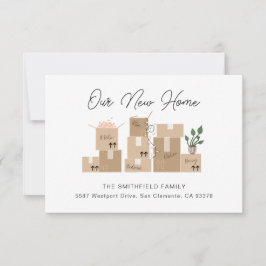 Verhuisdozen Nieuw adres en Verhuisaankondiging Bedankkaart