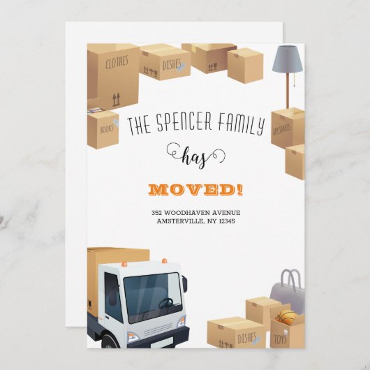 Verhuisdozen Verplaatste aankondiging (Voorkant / Achterkant)