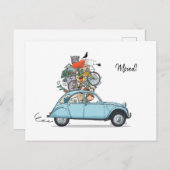 Verhuiskaart Citroen Eend blauw Briefkaart (Voorkant / Achterkant)