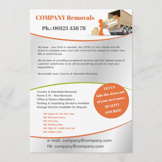 Verhuisservice Flyer Sjabloon Kaart (Voorkant)