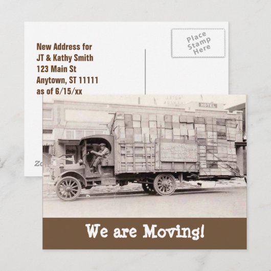 Verhuiswagen grappige  adreswijziging aankondigingskaart (Voorkant / Achterkant)