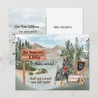 Verhuizen Doberman Pine Bossen Nieuw Adres Aankondigingskaart
