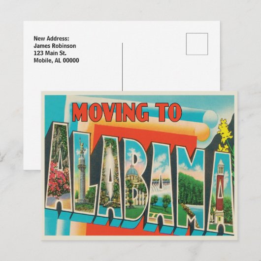 Verhuizen naar Alabama Vintage Adreswijziging Aankondigingskaart (Voorkant / Achterkant)