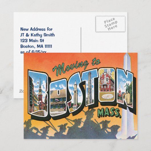 Verhuizen naar Boston MA  adreswijziging Aankondigingskaart (Voorkant / Achterkant)