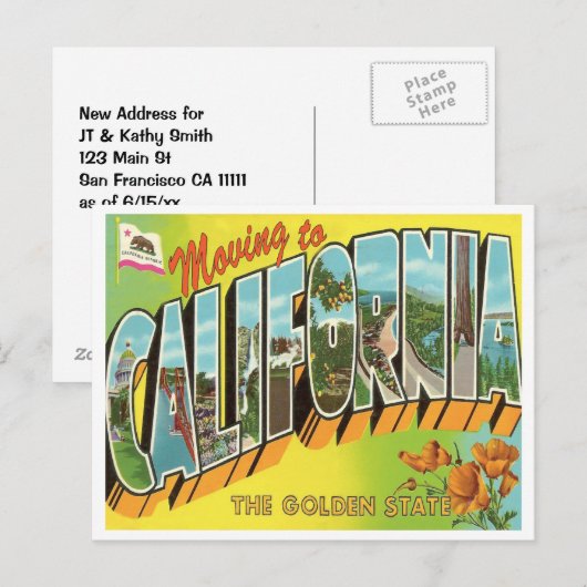 Verhuizen naar Californië  adreswijziging Aankondigingskaart (Voorkant / Achterkant)