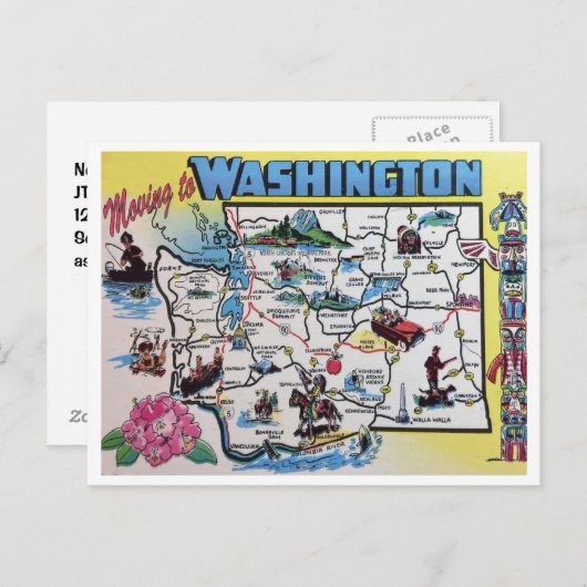 Verhuizen naar de kaart van Washington (Voorkant / Achterkant)