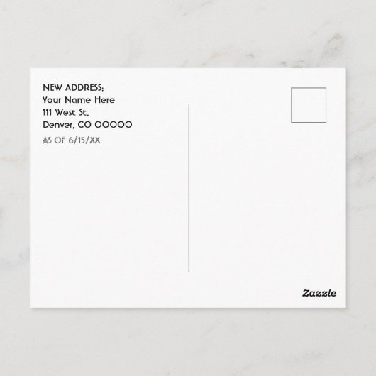 Verhuizen naar Denver  stijl adreswijziging Briefkaart (Achterkant)