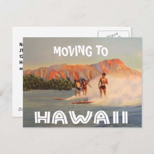 Verhuizen naar Hawaii adreswijziging Aankondigingskaart (Voorkant / Achterkant)