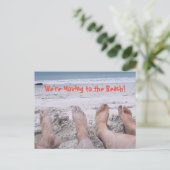 Verhuizen naar het strand grappige adreswijziging aankondigingskaart (Staand voorkant)