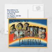 Verhuizen naar Los Angeles Vintage Adreswijziging Aankondigingskaart (Voorkant / Achterkant)