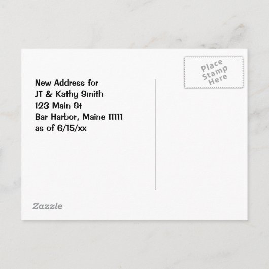 Verhuizen naar Maine  adreswijziging Aankondigingskaart (Achterkant)