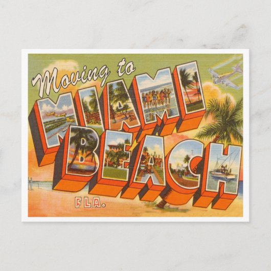 Verhuizen naar Miami Beach  Adres Verandering Briefkaart (Voorkant)