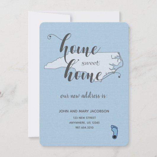 Verhuizen naar Nieuw Adres Home Sweet Home NC Kaart (Voorkant)