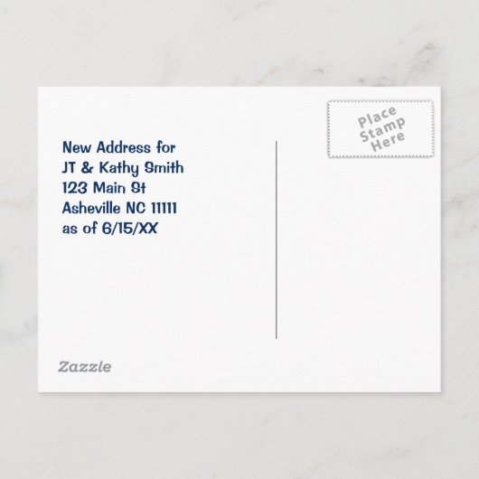 Verhuizen naar North Carolina  adreswijziging Aankondigingskaart (Achterkant)