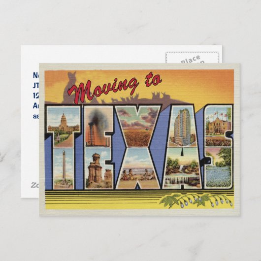 Verhuizen naar Texaanse Vintage Adreswijziging Aankondigingskaart (Voorkant / Achterkant)