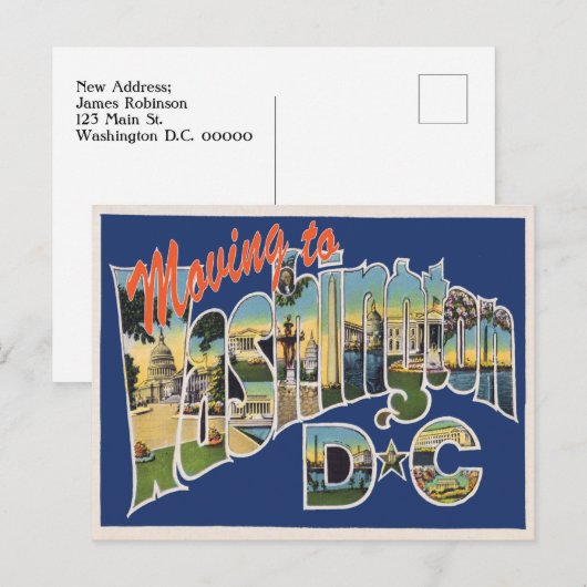 Verhuizen naar Washington DC  adreswijziging Aankondigingskaart (Voorkant / Achterkant)
