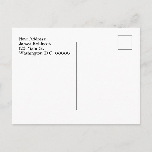 Verhuizen naar Washington DC  adreswijziging Aankondigingskaart (Achterkant)