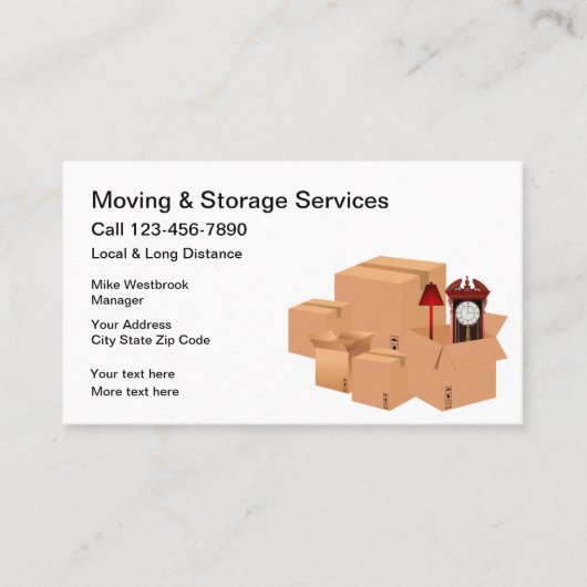 Verhuizing en zelfopslag service visitekaartje (Voorkant)